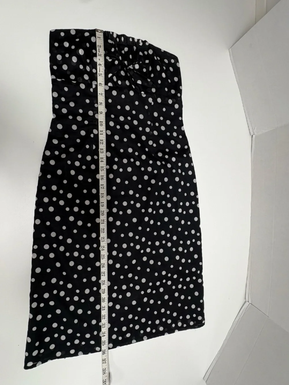 Jill Michelle Black Ad White Polka Dot Strapless Midi Dress - Size 8.
